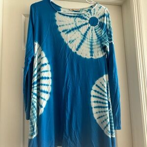 Soft Surroundings Blue and White Tie-Dye Long Sleeve Tunic